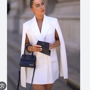 Zara White Cape Blazer